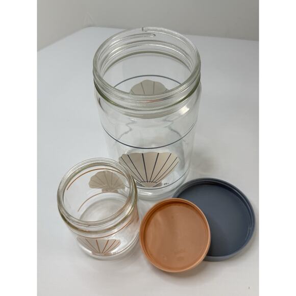 Brockway Glass Co Jars X 2 Cannisters Seashells Plastic Lid Retro 1980s Vtg - Picture 4 of 9